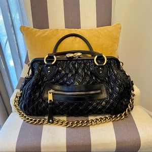 SOLD  Marc Jacobs Quilted Leather Stam bag w gold chain